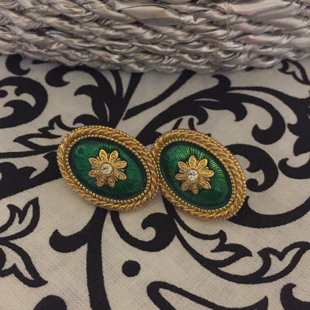 Green/Gold Earrings